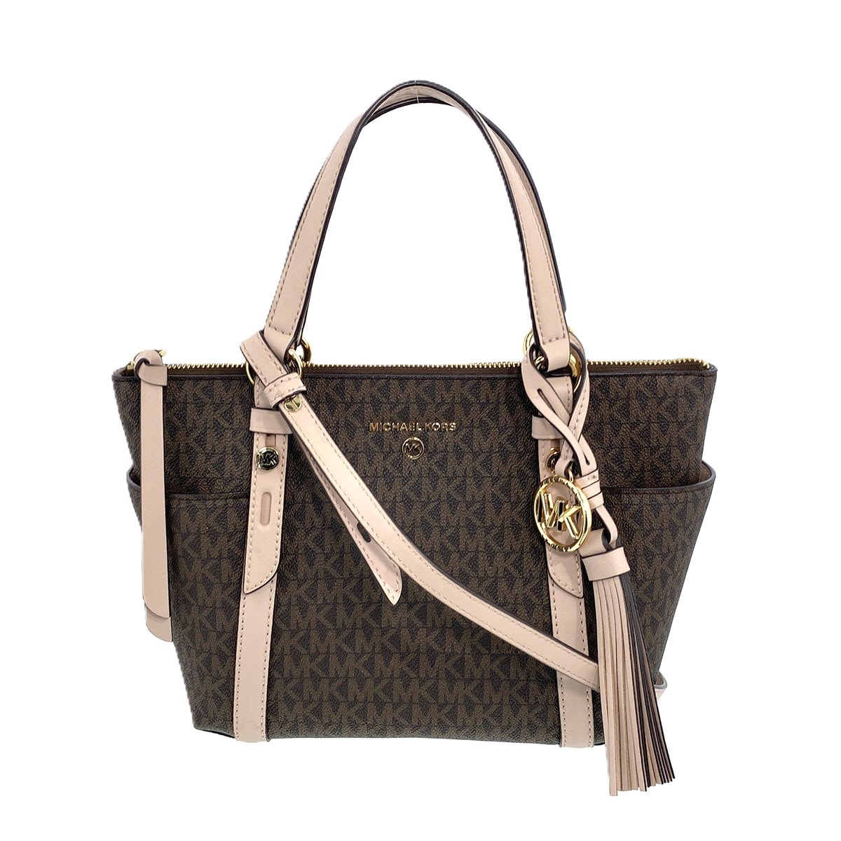 【最終値下げ】Michael Kors マイケルコース ノマド 2WAY ハンドバッグ ハンドバッグ 30T0GNXT1B PVC ブラウン ピンク レディース【中古】