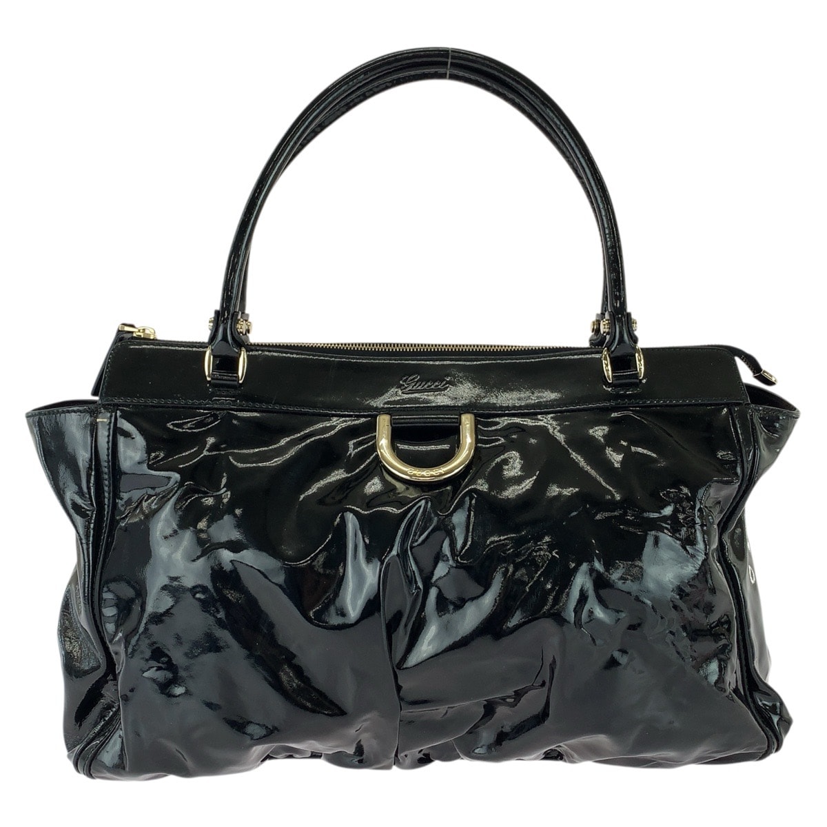 GUCCI グッチ アビー ブラック 黒 ゴールド金具 エナメル トートバッグ ハンドバッグ 1-0292496 【中古】