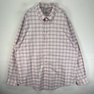 古着 ブルックスブラザーズ Brooks Brothers 長袖シャツ ボタンダウン ワンポイント XL ピンク系 チェック メンズ