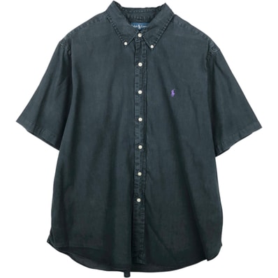 古着 ラルフローレン Ralph Lauren CLASSIC FIT クラシックフィット 半袖 リネンシャツ×コットン メンズXXL相当/eaa640995