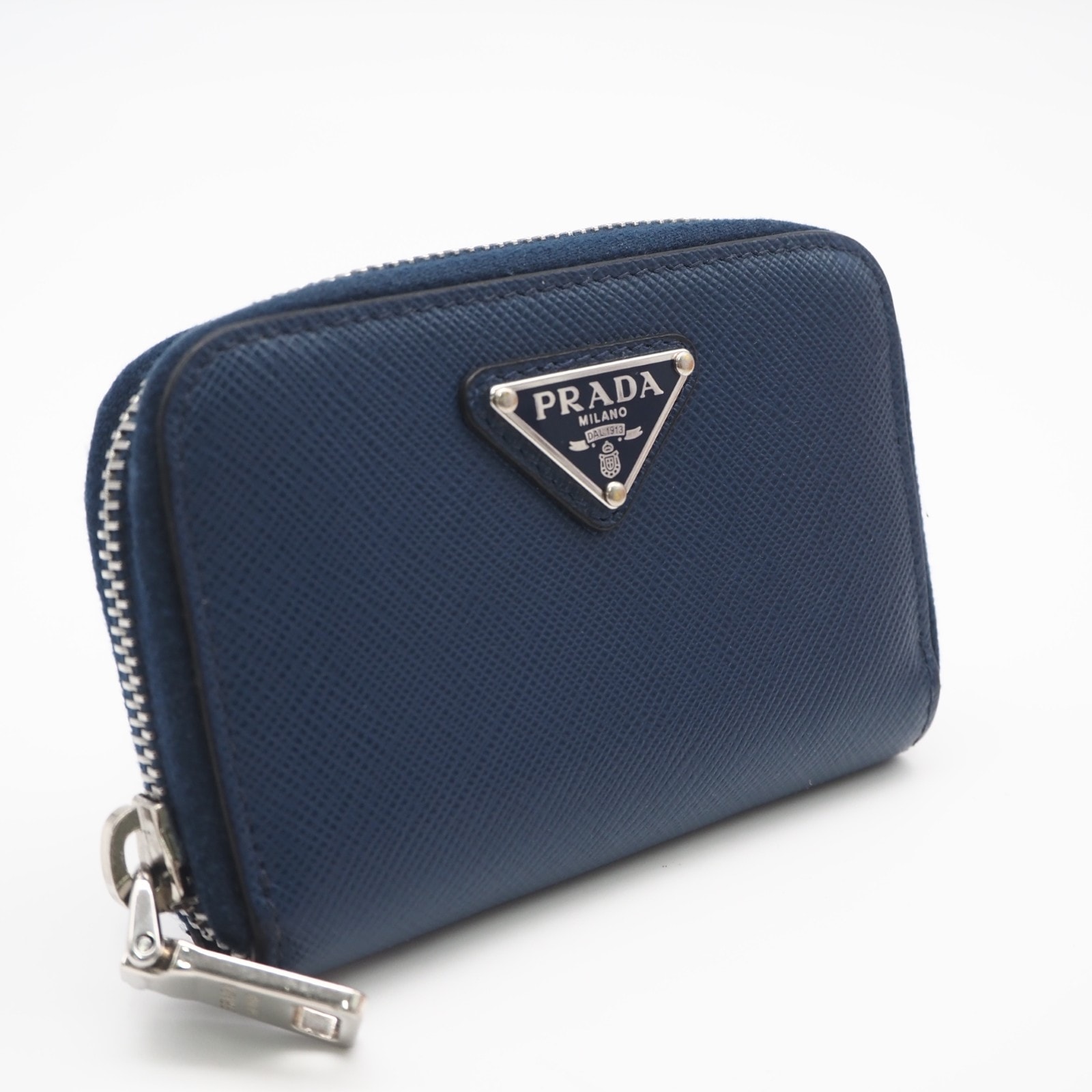 美品 PRADA プラダ サフィアーノ トライアングルロゴ コインケース 2MM003_QHH_F0016 コインケース ネイビー サフィアーノ メンズ