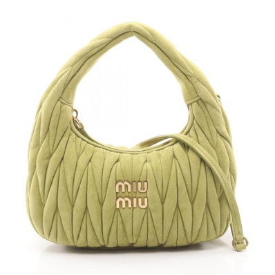 ミュウ ミュウ Miu Miu ワンダーマテラッセ 2WAY ハンドバッグ バッグ スウェード レディース グリーン系 5BC125 【中古】