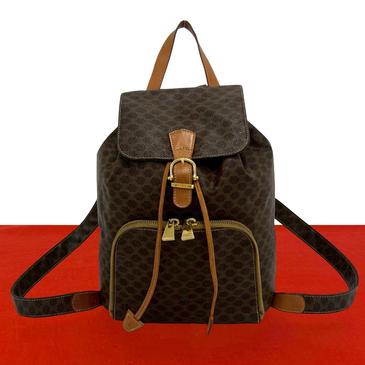 B (目立った傷や汚れなし)】CELINE セリーヌ マカダム ブラゾン 柄 PVC