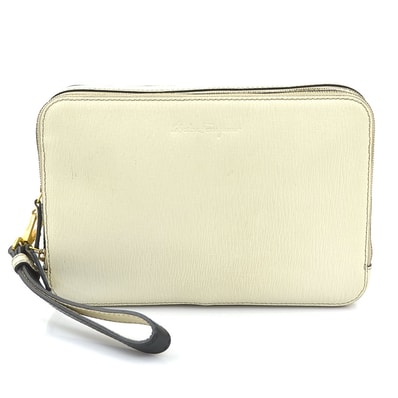 サルヴァトーレフェラガモ Salvatore Ferragamo セカンドバッグ レザー アイボリー メンズ【中古】 r11264a