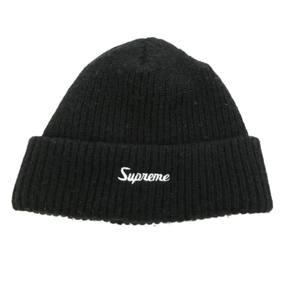 Supreme シュプリーム ワングラム期 Loose Gauge Beanie ロゴ刺繍 ルーズゲージ アクリル ニット帽 ビーニー BLACK WHITE ブラック系【中古】