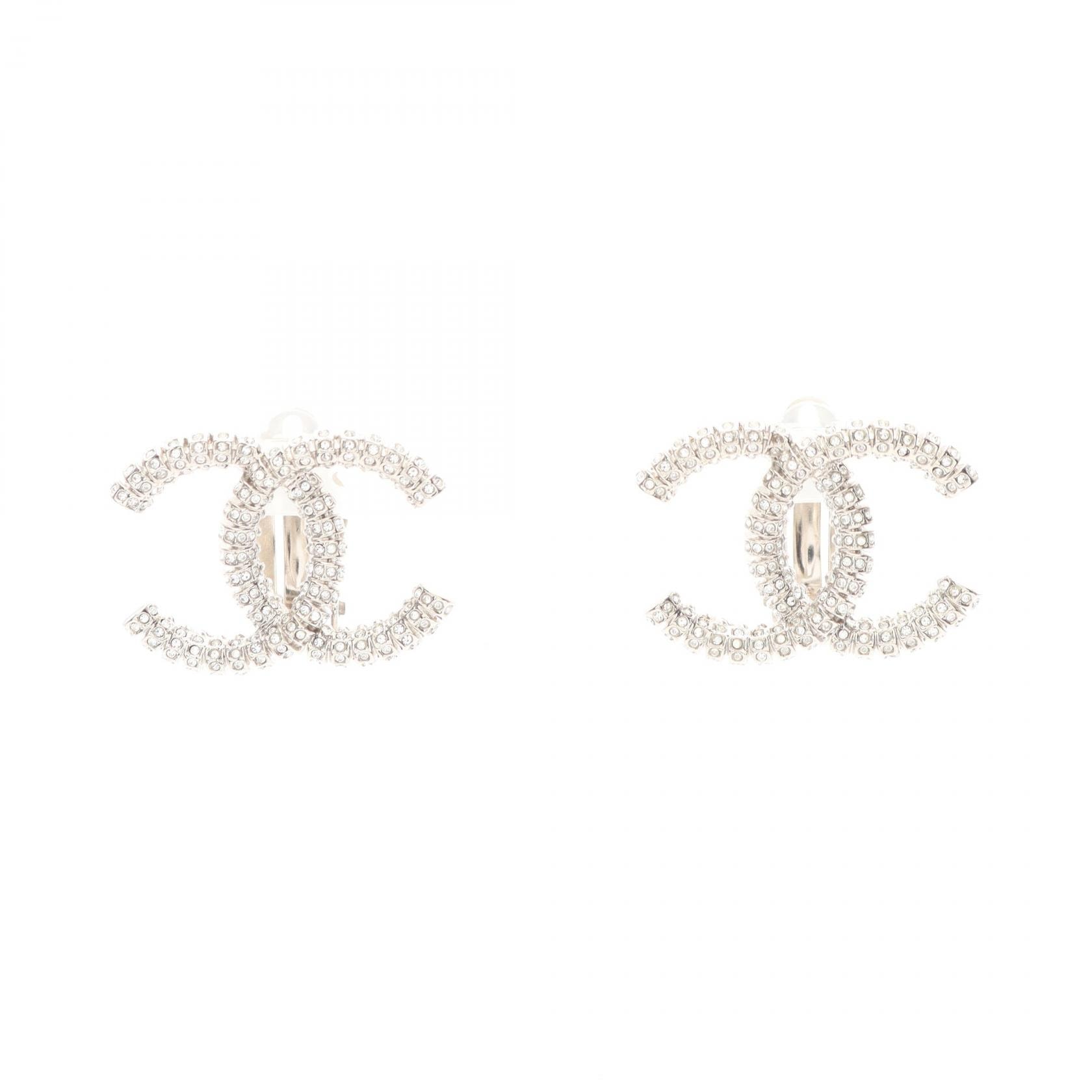 シャネル CHANEL ココマーク A23P イヤリング ジュエリー ステンレススチール ラインストーン レディース シルバー系 / クリア系 【中古】