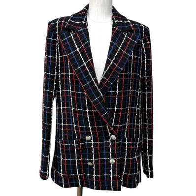 極美品 シャネル ダブルブレスト ツイード ジャケット 38 P77209