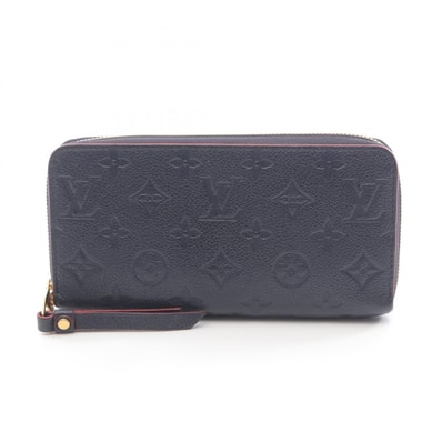 ルイ・ヴィトン LOUIS VUITTON ジッピー ウォレット ラウンド長財布 財布 レザー モノグラム・アンプラント マリーヌルージュ レディース ネイビー系 / レッド系 M62121 【中古】