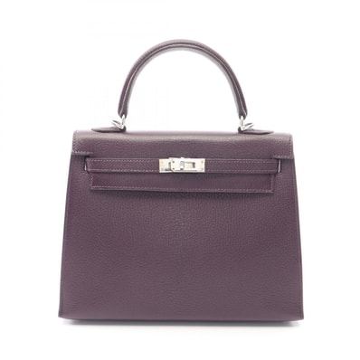 エルメス HERMES ケリー25 外縫い 2WAY ハンドバッグ バッグ レザー シェーブル シェーブル レザン □I刻印(2005年製造) レディース パープル系 【中古】