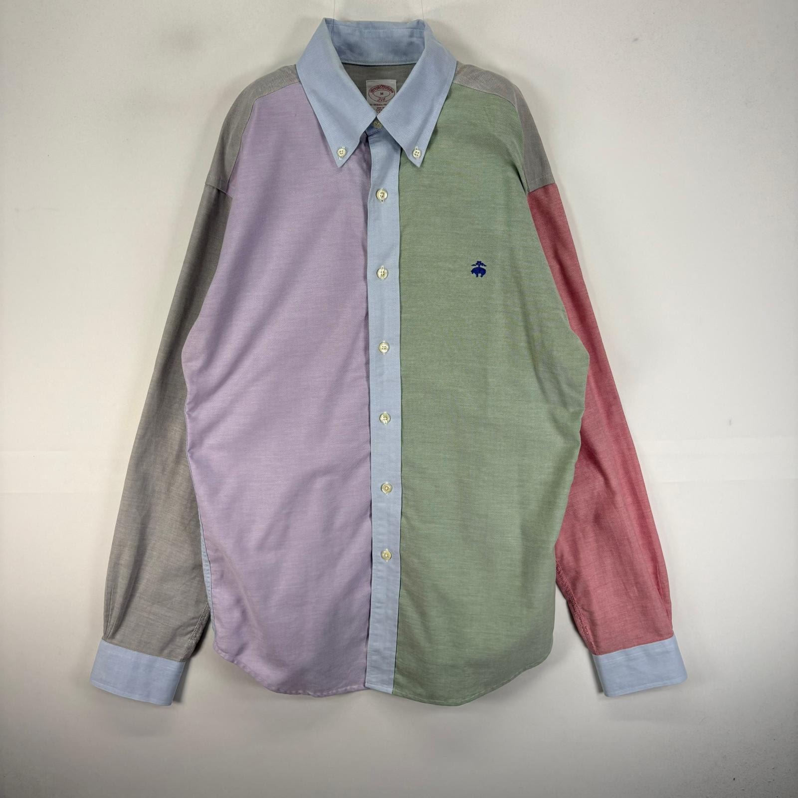 古着 ブルックスブラザーズ Brooks Brothers 長袖シャツ ボタンダウン クレイジーカラー M ブルー系 無地 メンズ