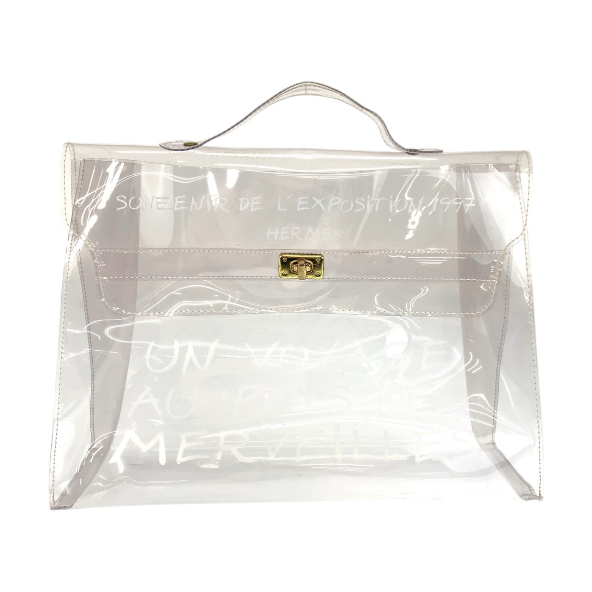 美品 HERMES エルメス ビニールケリー クリア ゴールド金具 ビニール ハンドバッグ 601416 【中古】