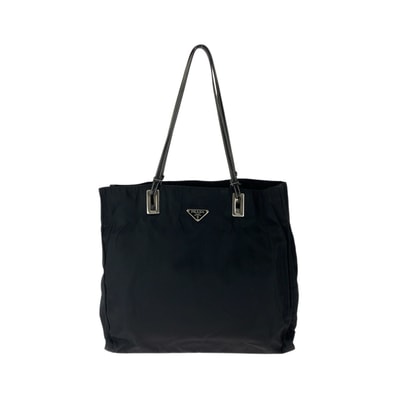 美品 PRADA プラダ テスート 三角ロゴプレート ブラック 黒 シルバー金具 ナイロン レザー/ トートバッグ ショルダーバッグ 604266 【中古】