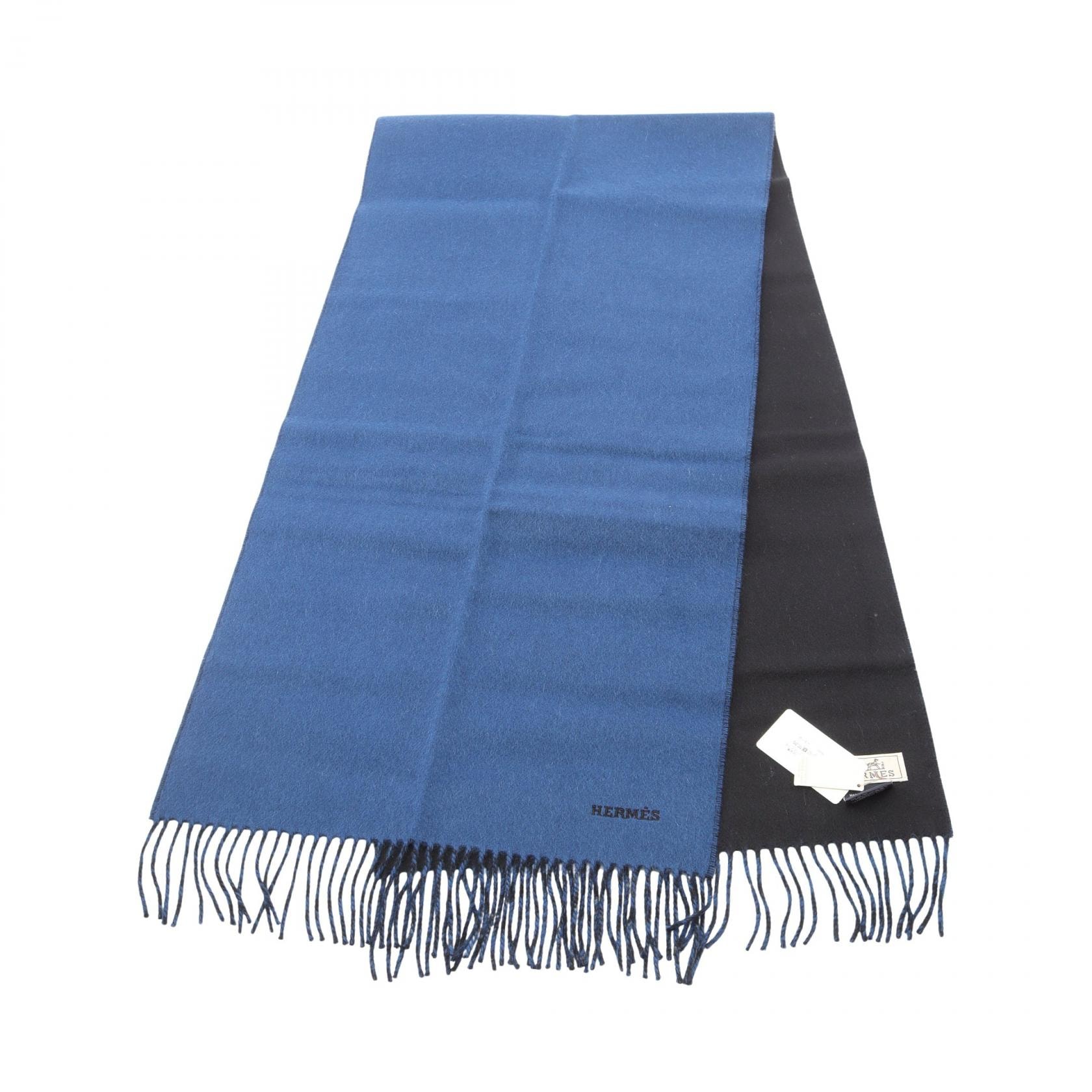 エルメス HERMES レクトヴェルソ マフラー 衣料品 カシミヤ メンズ ブルー系 【中古】