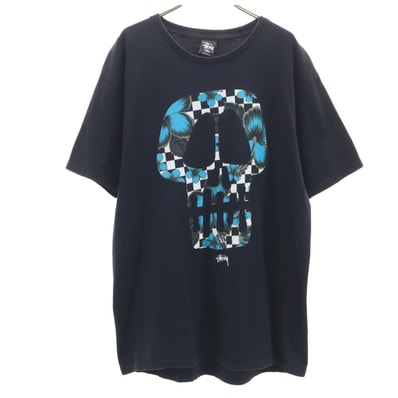 STUSSY ステューシー スカル 半袖 Tシャツ L ブラック