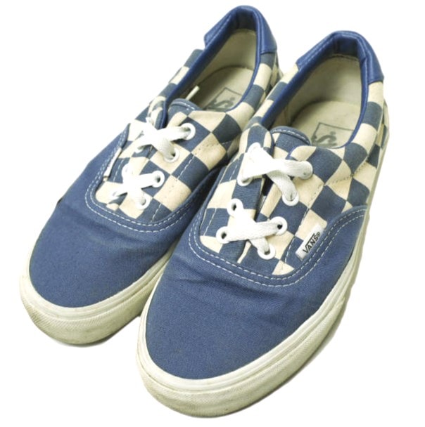VANS バンズ ERA CHECKERBOARD チェッカーフラッグ エラ US6(24cm) BLUE キャンバス スニーカー シューズ g20407
