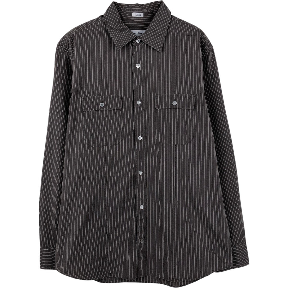 古着 00年代~ カルバンクライン Calvin klein 長袖 コットンストライプシャツ メンズM相当/eaa659926