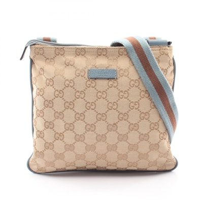 グッチ GUCCI ショルダーバッグ バッグ キャンバス レザー レディース ベージュ系 / ブルー系 / ブラウン系 146309 【中古】