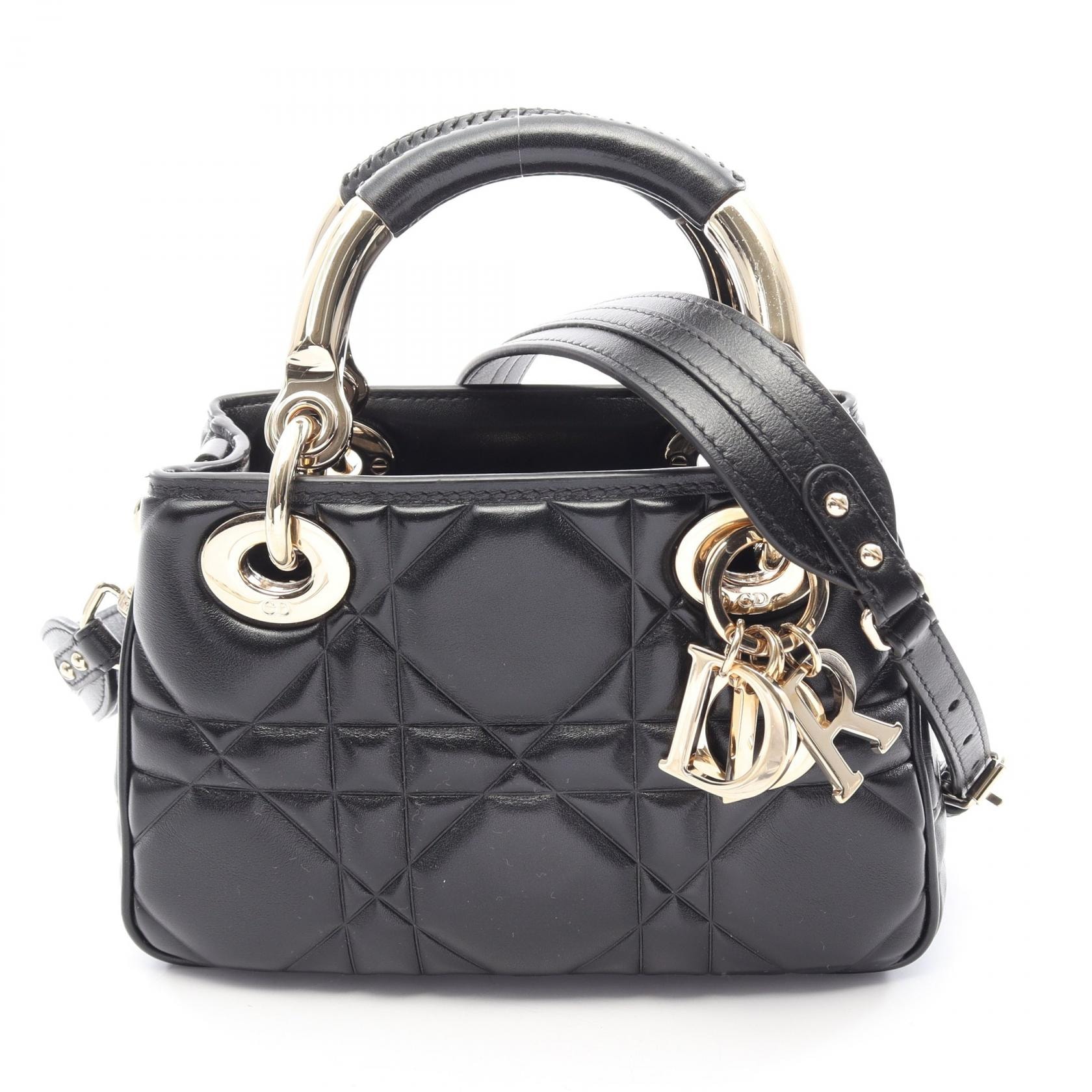 ディオール Dior レディ 95.22 ミニ 2WAY ハンドバッグ バッグ レザー レディース ブラック系 【中古】