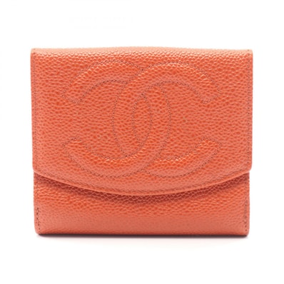 シャネル CHANEL ココマーク Wホック財布 財布 キャビアスキン(グレインドカーフ) レディース ブラウン系 【中古】