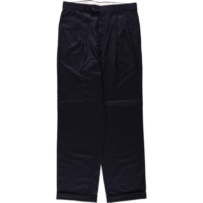 古着 ラルフローレン Ralph Lauren LAUREN ローレン TOTAL COMFORT ストライプ柄 ツータック ウールパンツ スラックス カナダ製 メンズw32相当/eaa669270