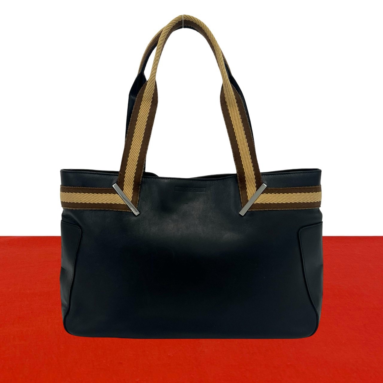 GUCCI グッチ シェリーライン レザー トートバッグ ブラック
 66901