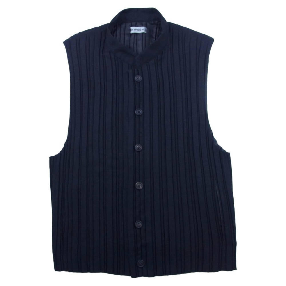 ISSEY MIYAKE イッセイミヤケ ME03FE573 MEN プリーツ加工 スタンドカラー ベスト ブラック系 3【中古】