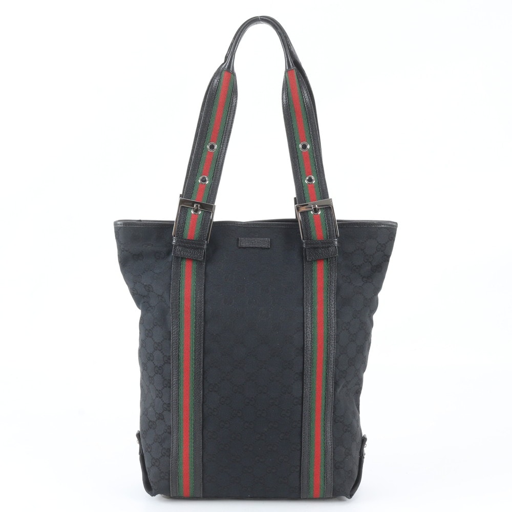 ■美品 グッチ GGキャンバス シェリー ライン131186 トート バッグ