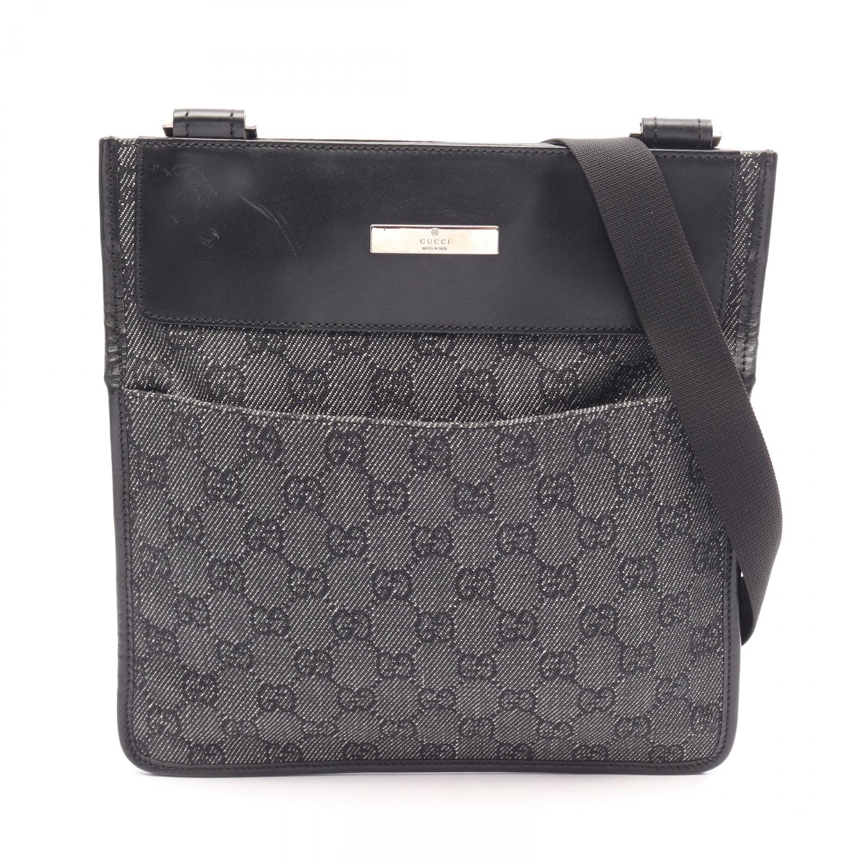 グッチ GUCCI GGキャンバス ショルダーバッグ バッグ キャンバス レザー レディース ブラック系 27639 【中古】