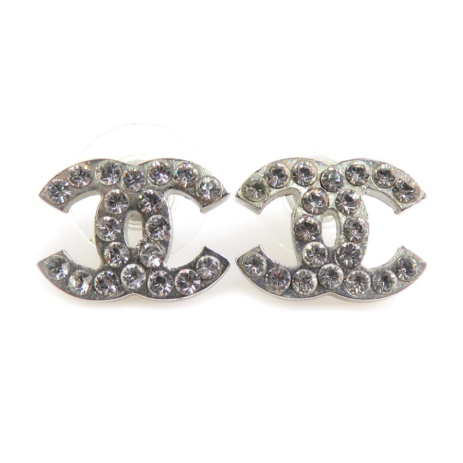 シャネル CHANEL ピアス ココマーク メタル/ラインストーン シルバー ユニセックス【中古】 e61738a