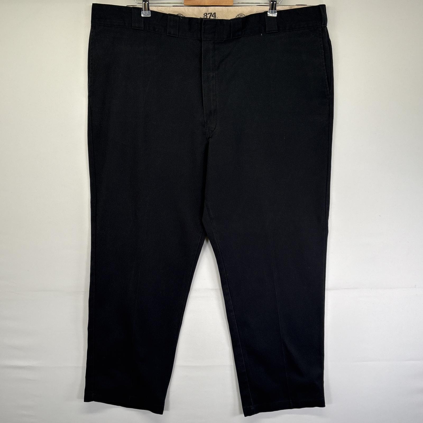 古着 ディッキーズ Dickies ワークパンツ ストレート 874 チノパン ジッパーフライ 作業着 センタープレス w46 L32  ブラック メンズ