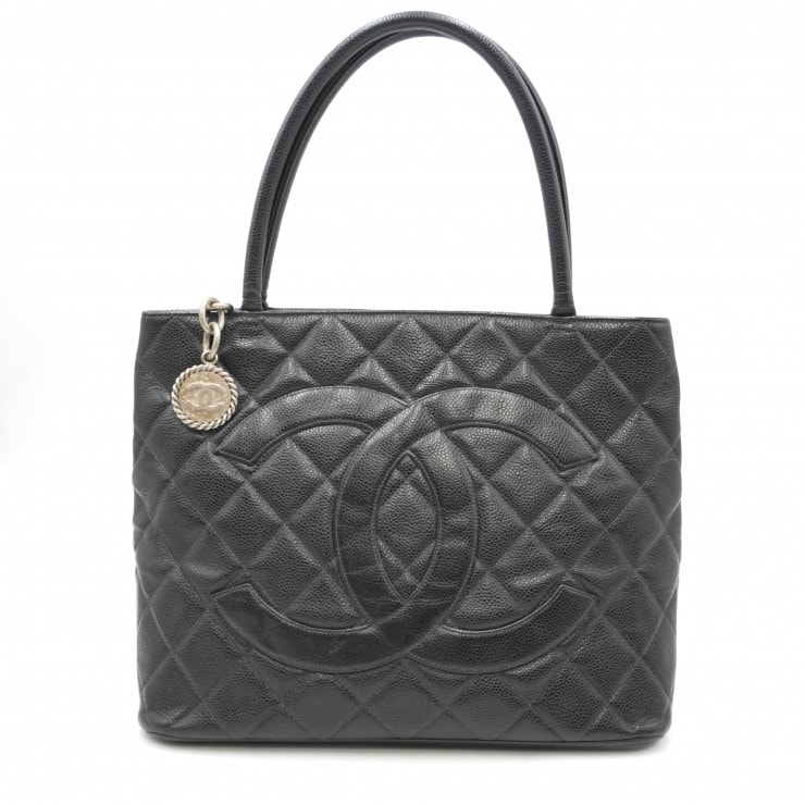 CHANEL(シャネル)復刻トート ヴィンテージ トートバッグ キャビアスキン ブラック ココマーク シルバー金具 レディース 7860620【中古】