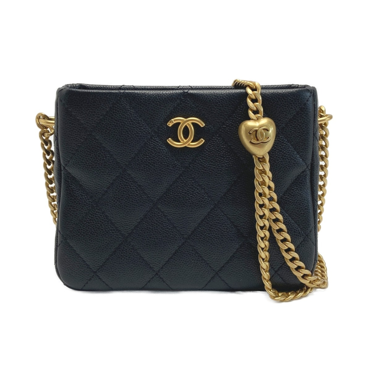☆☆CHANEL シャネル ココマーク マトラッセ チェーンショルダーバッグ AS3830 ブラック キャビアスキン ハート ミニホーボー