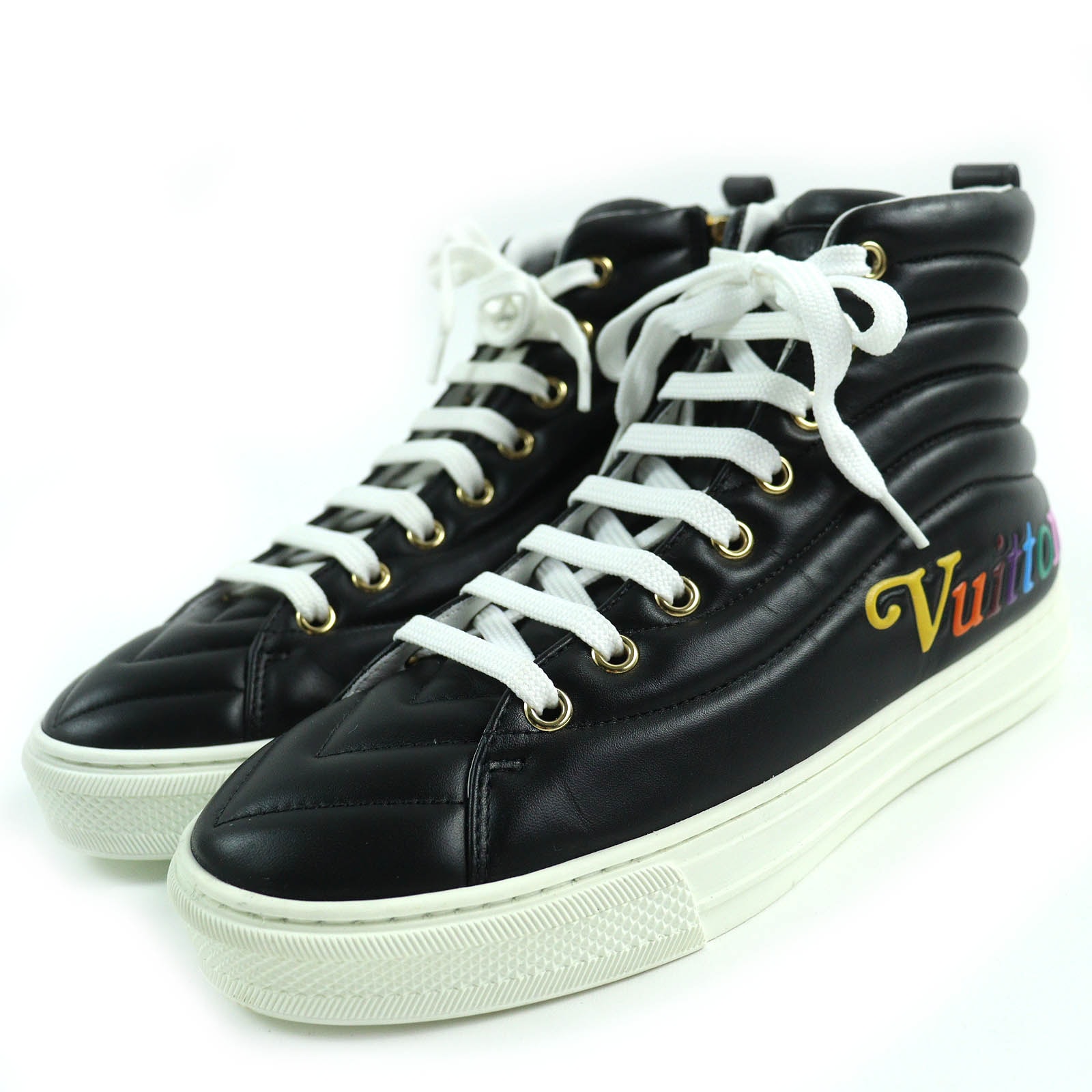 極美品 ルイヴィトン
 ハイカットスニーカー ブラック ホワイト レディース 36.5