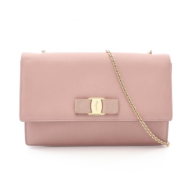 サルヴァトーレフェラガモ Salvatore Ferragamo ヴァラリボン ショルダーバッグ バッグ レザー レディース ピンク系 【中古】