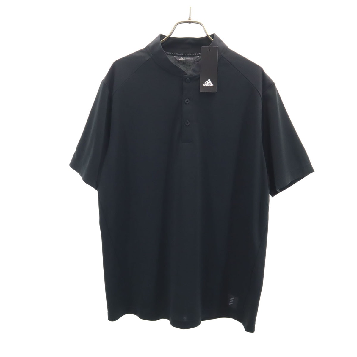 未使用 adidas アディダス 半袖 ヘンリーネック Tシャツ O ブラック