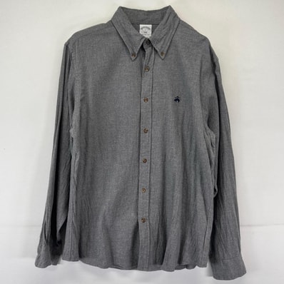 古着 ブルックスブラザーズ Brooks Brothers 長袖シャツ ボタンダウン ワンポイントロゴ刺繍 ネルシャツ 1818 L グレー系 メンズ