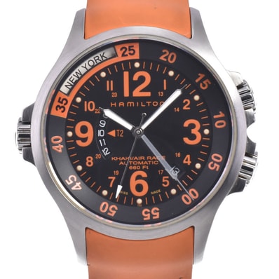 ハミルトン HAMILTON H776650 カーキ エアレース GMT ブラック 自動巻き メンズ 腕時計 O#148867