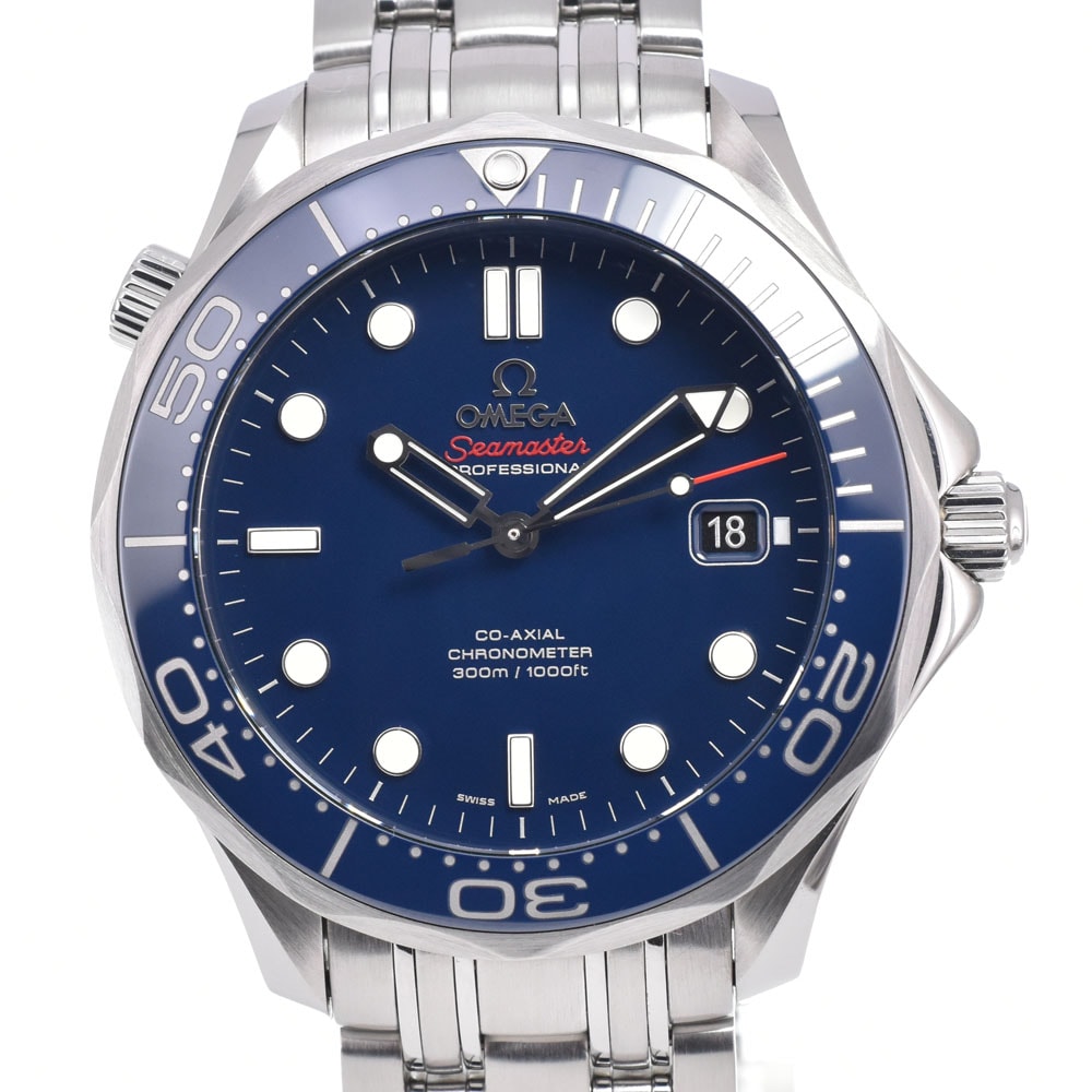オメガ OMEGA 212.30.41.20.03.001 シーマスター ダイバー 300m デイト CO-AXIAL ブルー 自動巻き メンズ 美品 腕時計 H#150097
