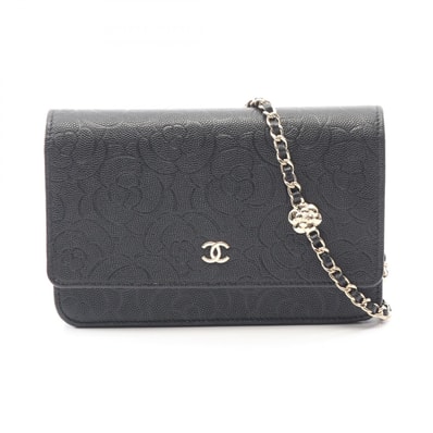 シャネル CHANEL カメリア ショルダーバッグ バッグ キャビアスキン(グレインドカーフ) レディース ブラック系 【中古】
