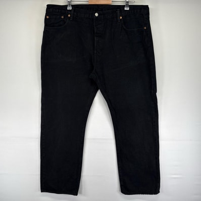 古着 リーバイス Levi's デニム パンツ 501 ストレート 大きいサイズ ボタンフライ ジーンズ ジーパン W42 L32 ブラック系 メンズ