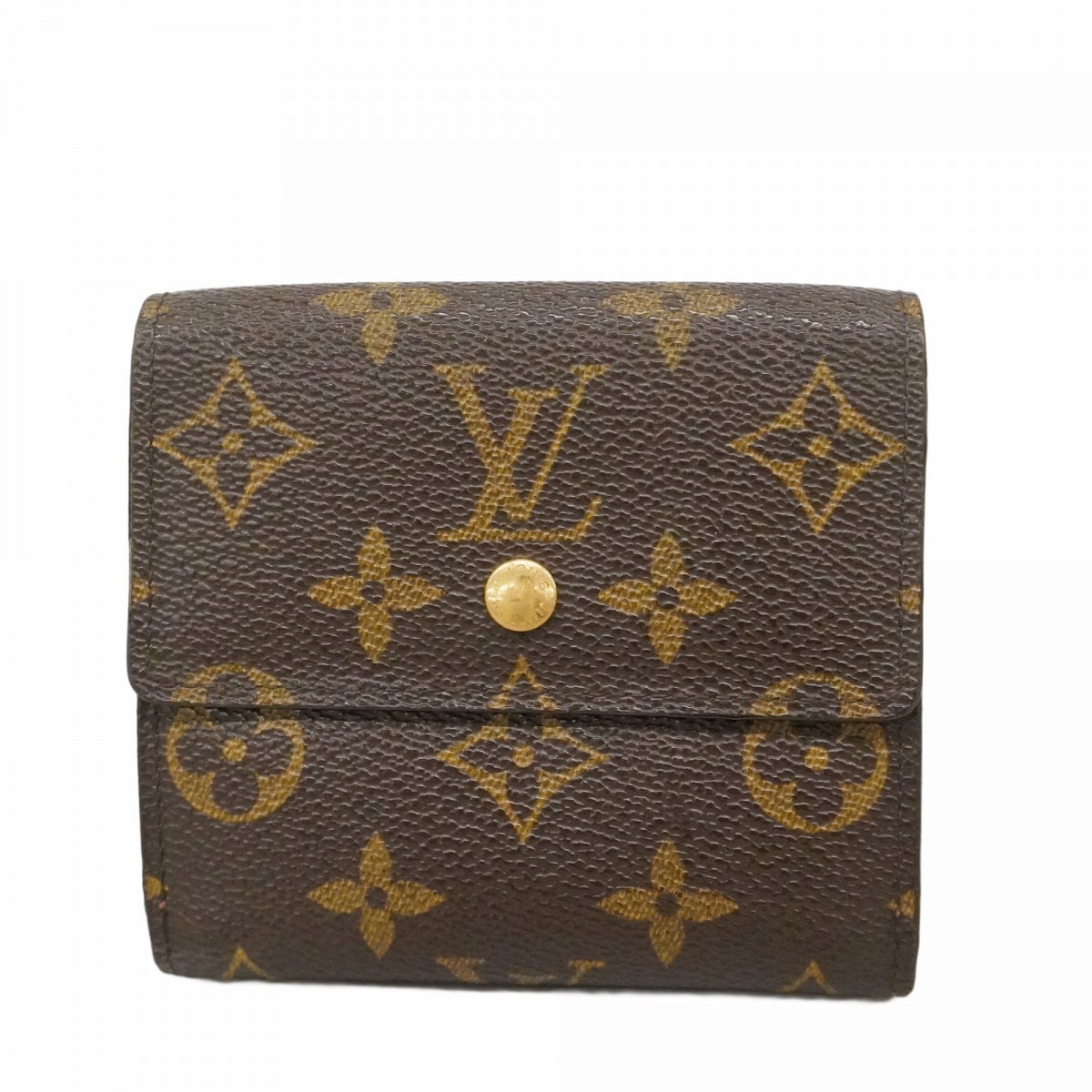 【6db0980】ルイヴィトン 三つ折り財布 モノグラム ポルトモネビエカルトクレディ M61652 ブラウン【中古】レディース