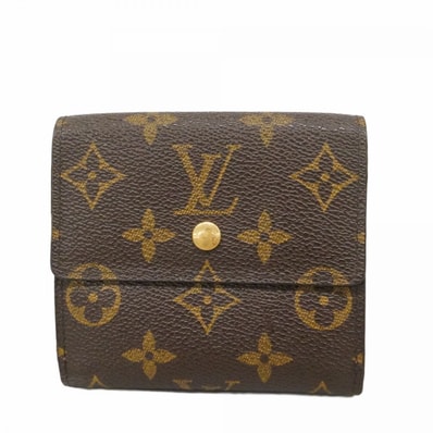 【6db0980】ルイヴィトン 三つ折り財布 モノグラム ポルトモネビエカルトクレディ M61652 ブラウン【中古】レディース