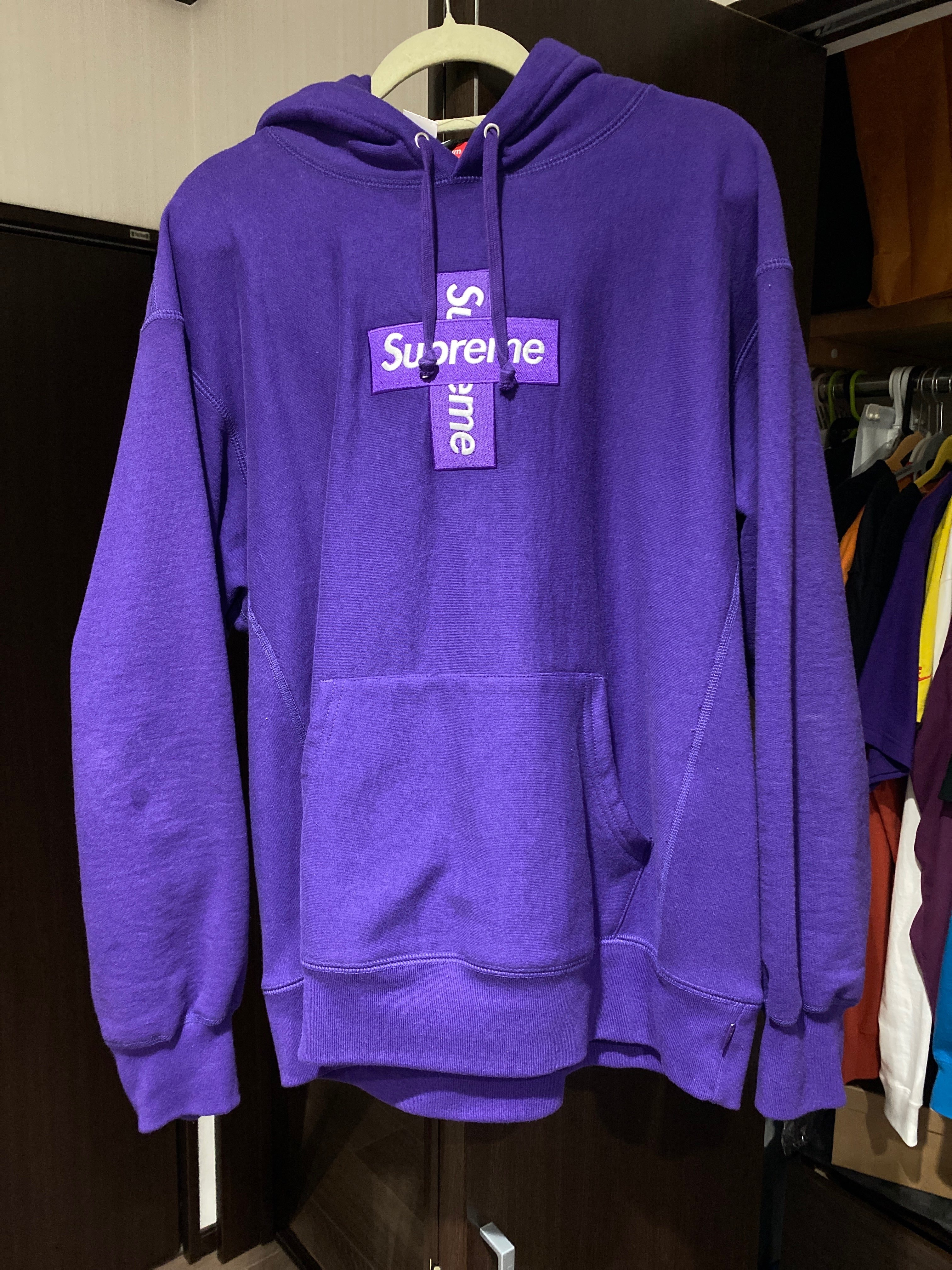 Supreme Cross Box Logo Hooded Sweatshirt "Purple"