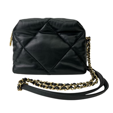 CHANEL シャネル ココマークファスナー チェーン ショルダーバッグ ラムスキン ブラック レディース【中古】