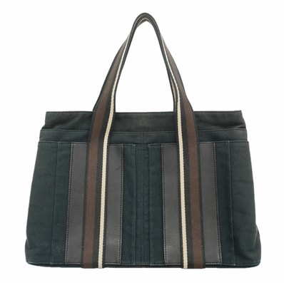 ★SALE【6he4481】エルメス トートバッグ トロカホリゾンタルMM キャンバス ブラック シルバー金具【中古】メンズ レディース ユニセックス
