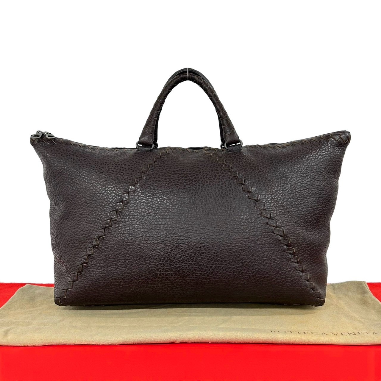 BOTTEGA VENETA ボッテガヴェネタ イントレチャート レザー ボストンバッグ ブラウン
 336-5