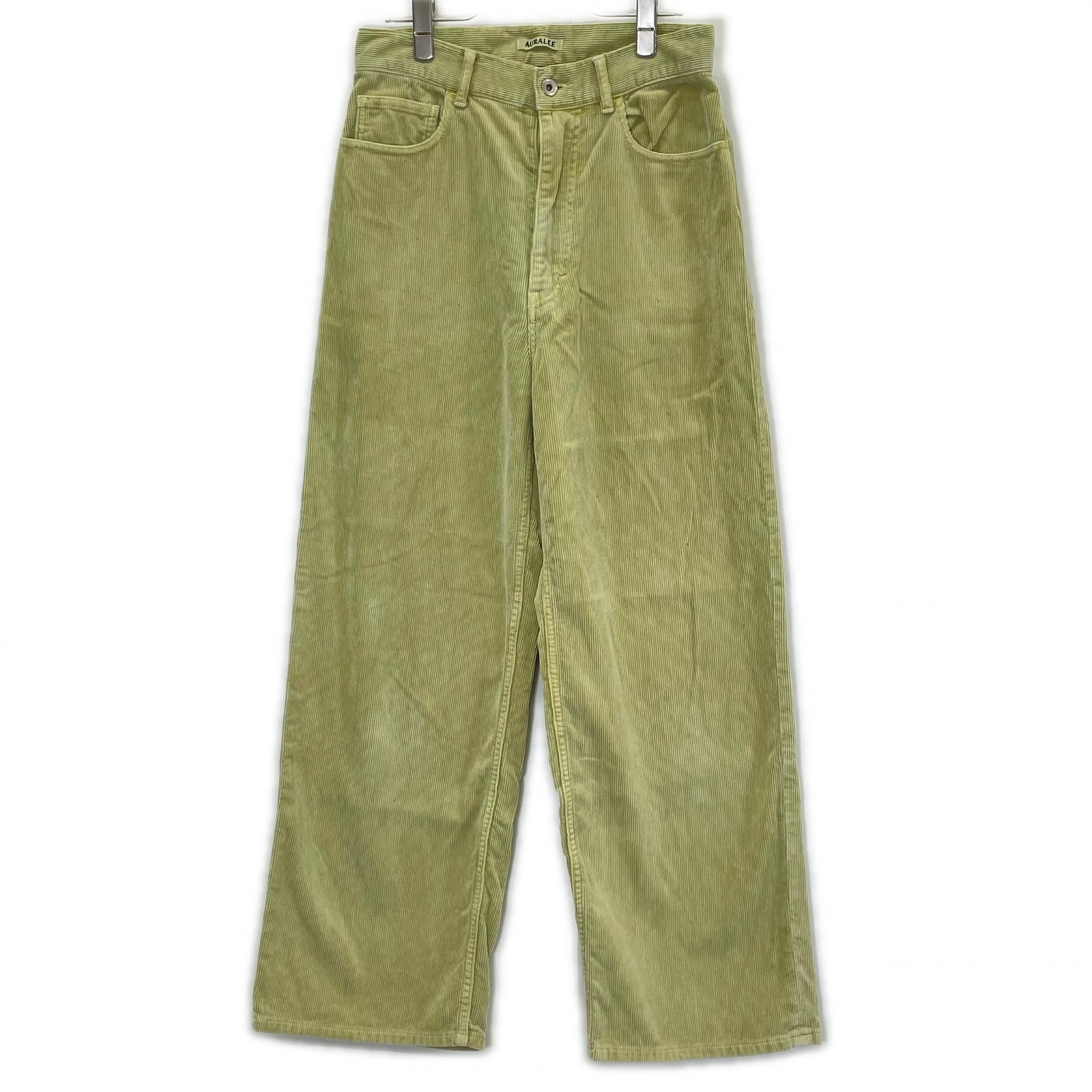 オーラリー A25AP04FC 25AW DUSTY LIME/ダスティーライム PIGMENT DYED FINX CORDUROY WIDE 5P PANTS コーデュロイパンツ 0