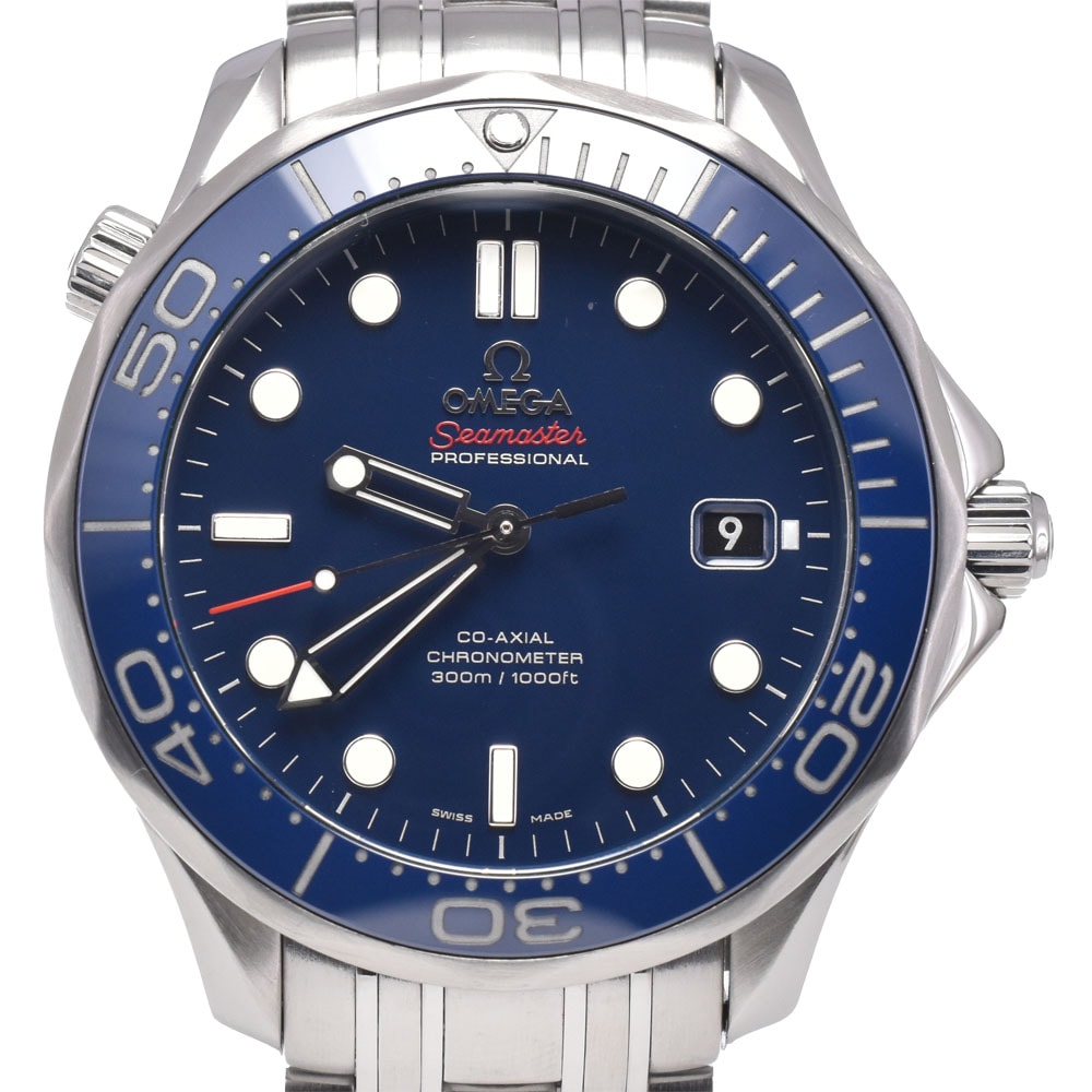 オメガ OMEGA 212.30.41.20.03.001 シーマスター ダイバー 300m デイト CO-AXIAL ブルー 自動巻き メンズ 美品 保証書付き 腕時計 J#150085