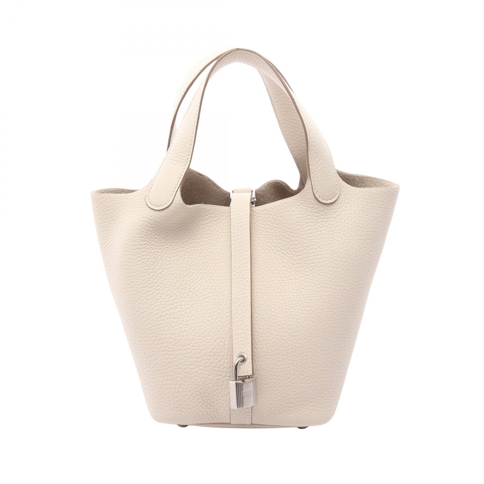 エルメス HERMES ピコタンロックPM ハンドバッグ バッグ レザー トリヨンクレマンス トリヨンクレマンス クレ レディース ホワイト系 【中古】