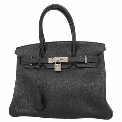 【6de5536】エルメス ハンドバッグ バーキン30 トゴ ブラック シルバー金具 □N刻印【中古】レディース